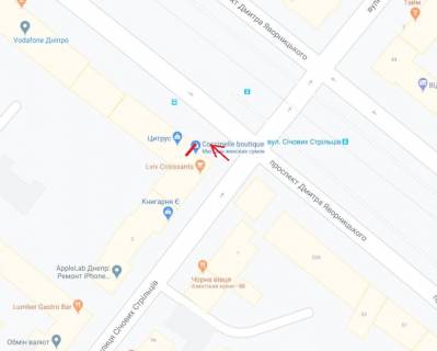 Ситилайт B в Днепр (Днепропетровск), 1.2х1.8  просп. Дмитра Яворницького (Карла Маркса), 57 – вул. Михайла Грушевського (Карла Лібкнехта) схема