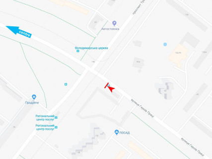 Ситилайт B в Харькове, 1.8x1.2  Нескорених (кол. Героїв Праці) вул. - Тракторобудівників пр., 152б, зупинка "Володимирська церква", в центр схема