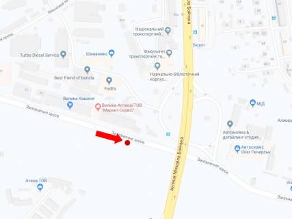 Білборд, Бігборд (Борд)   у Києві, 3x6  Залізничне шосе, 55, супермаркет "Велика Кишеня", в сторону вул. Бойчука (колиш. вул. Кіквідзе) схема