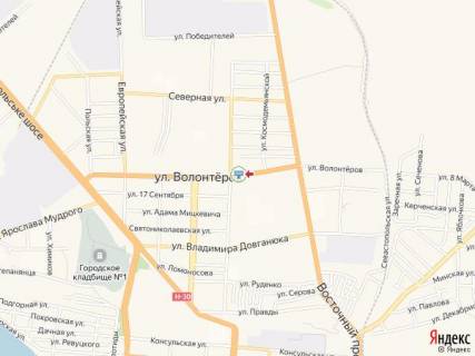 Білборд, Бігборд (Борд)  B у Бердянську Волонтеров ул. - Софиевская ул. схема