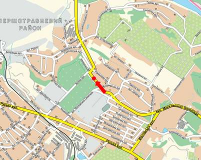 Билборд A в Черновцах, 3x6  Ізмайлівська вул., біля ринку "Калиновський", роздільник, з центру до ринку, права схема
