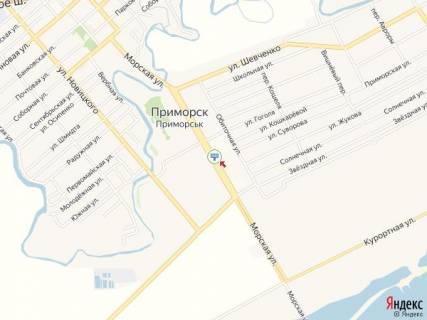 Билборд A в Приморске Морская ул., 67, на разделителе, в центр схема