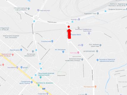 Билборд A в Запорожье, 3x6  Сєдова вул. - Південне шосе, біля залізничного мосту, з центру схема