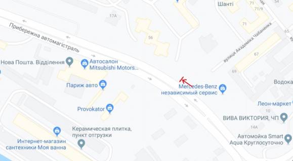 Билборд A в Запорожье, 6х3  Прибережна автомагістраль - Глісерна вул. схема