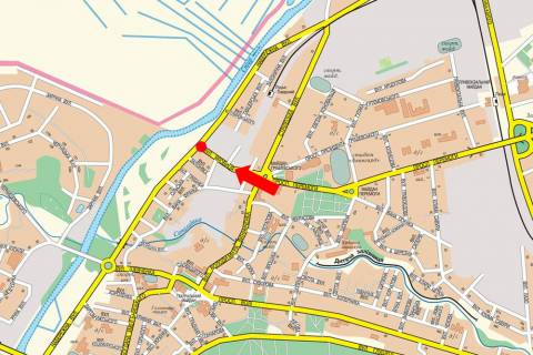 Билборд  в Луцке, 3x6  Набережна вул. / Яровиця вул., кільце, з боку Грушевського пл. схема