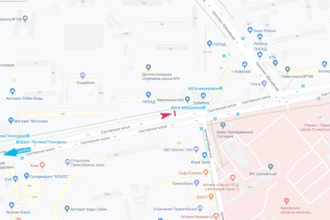 Ситилайт B в Харькове, 1.8x1.2  Салтівське шосе, 147, зупинка "602 мікрорайон", з центру схема