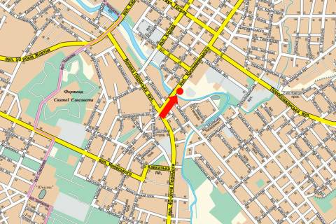Билборд A в Кропивницкий (Кировоград), 3x6  Кропивницького вул., біля АЗС, Авторинку, ТЦ "Тарон" (флажок) схема