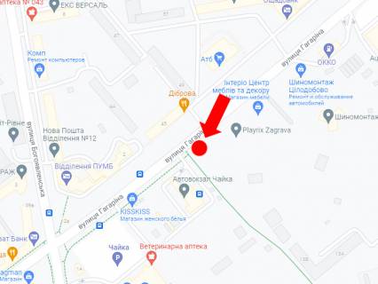 Билборд B в Ровно, 3x6  вул. Василя Червонія (Гагаріна)., 45, навпроти, біля кінотеатру "Ера", АЗС "ОККО", супермаркету "Novus" схема