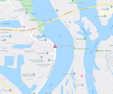 Нестандарт B в Киеве Набережно-Рыбальская ул., поворот на ул. Электриков, центральный схема