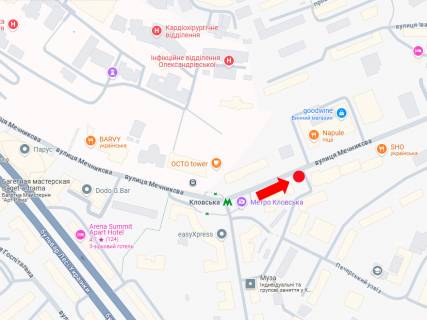 Ситискролл A в Киеве, 1.8x1.2  Мечникова вул., 16, навпроти "Good wine", ресторану "Napule", в сторону Кловського узвозу схема