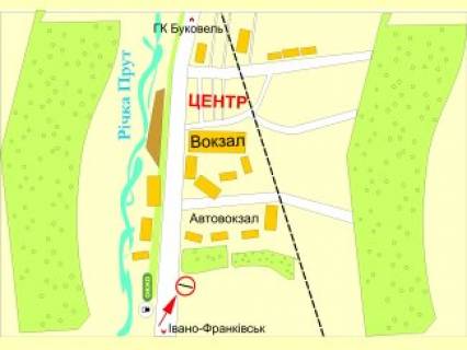 Билборд  в Яремче, 3x6  Свободи вул., 147-149, в'їзд у місто, з Івано-Франківська, перед ОККО схема