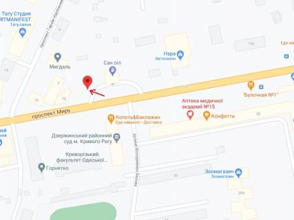 Призма A в Кривом Роге Миру пр., 9, АЗС "Sun Oil", ліва нижня - 301082 схема