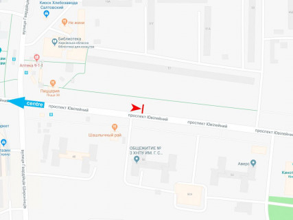 Билборд B в Харькове, 3x6  просп. Ювілейний (П'ятдесятиріччя ВЛКСМ )., 51, (1), Шашличний рай, з центру схема