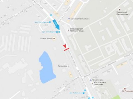 Билборд A в Харькове, 3x6  Клочківська вул., навпроти буд. 228, в центр схема