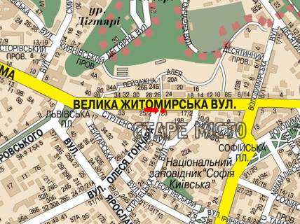 Ситилайт  в Киеве, 1.8x1.2  В. Житомирська вул. / Гончара вул., на світлофорі, в сторону вул. Хрещатик схема