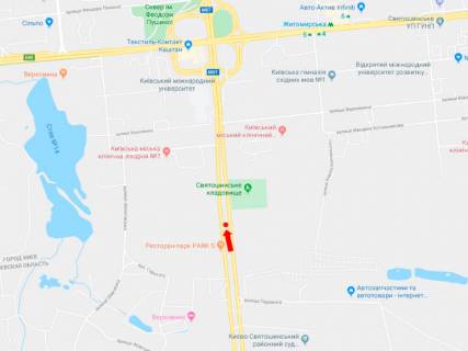 Видеоборд A в Киеве, 4x8  Кільцева дорога, 200 м. до заправки "Shell", роздільник, в бік пр. Берестейського (колиш. пр. Перемоги) - 482012 схема