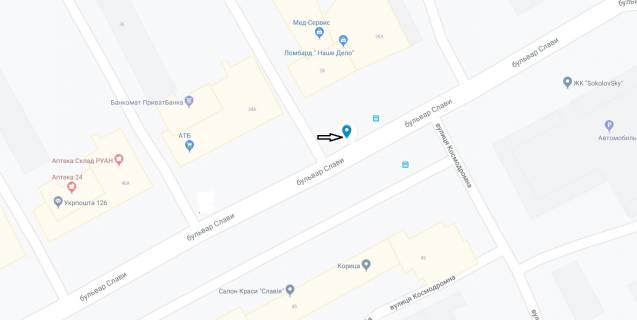 Билборд B в Днепр (Днепропетровск) Слави бул., 28 схема