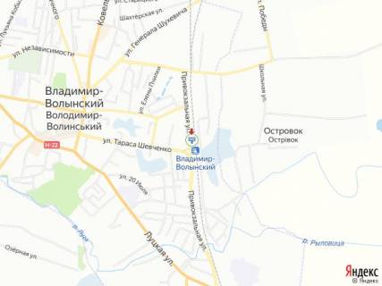 Билборд B в Владимир (Владимир-Волынский) Привокзальна вул., до центру схема