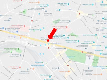Ситилайт B в Киеве, 1.8x1.2  Бульварно-Кудрявська вул. (колиш. Воровського) - вул. Златоустівська, біля Цирку, в сторону Галицька площа (Перемоги пл.) схема