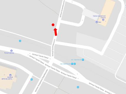Билборд B в Харькове, 3x6  Баланевського вул. / Нескорених вул. (колиш. Героїв Праці вул.)., біля ТРК "Dafi", "Караван", супермаркету "Comfy" схема