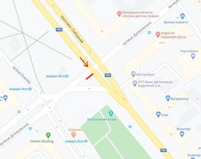 Призма A в Запорожье проспект Соборний (кол. проспект Леніна) / Днепровская ул., пл. Воли, в сторону ул Тургеньева - 282061 схема