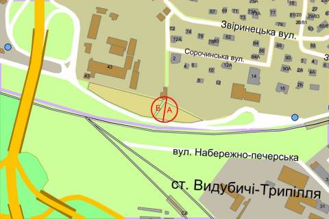 Призма A в Киеве Залізничне шосе, біля ст. ж / д "Видубичі", в сторону Бойчука вул. (колиш. Кіквідзе) - 104785 схема