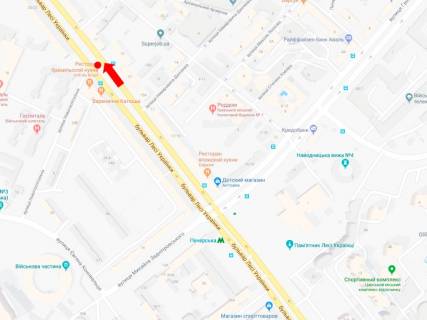 Ситискролл A в Киеве, 1.8x1.2  Українки бул., 13 / Новогоспітальна вул. (колиш. Щорса пров.), на світлофорі, в сторону вул. Хрещатик схема