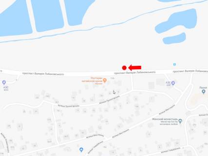 Билборд A в Киеве, 2.3x3.14  Лобановського пр. (колиш. Червонозоряний пр.), 124 навпроти, в сторону Севастопольської пл. схема