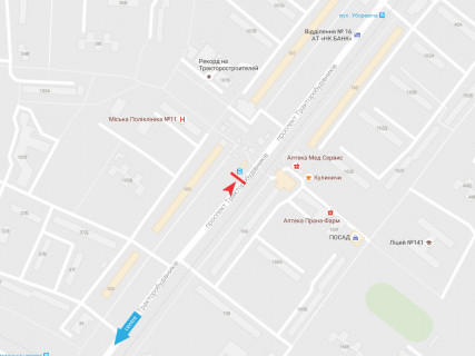 Билборд B в Харькове, 3x6  Тракторобудівників пр., 105, з центру схема