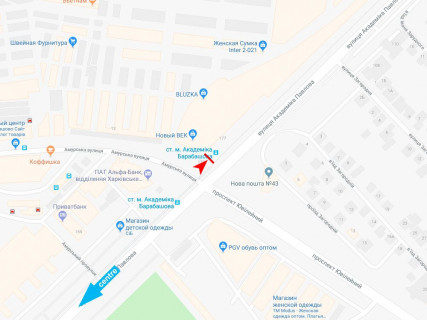 Ситилайт B в Харькове, 1.8x1.2  Павлова вул. - Подольського (кол. Амурська) вул., зупинка "ст.м. Барабашова", з центру схема