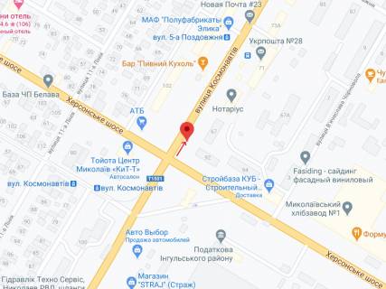 Билборд A в Николаеве Херсонське шосе - Космонавтів вул. схема