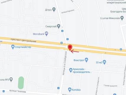 Ситилайт B в Николаеве Центральний просп. (Леніна просп.)., 212 - 6-та Слобідська вул (Комсомольська)., зупинка "вул. 6-а Слобідська" схема