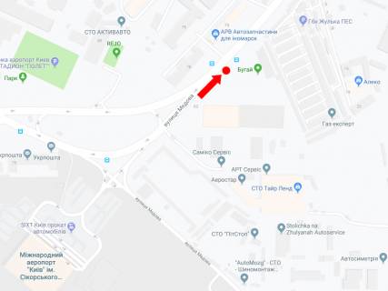 Билборд A в Киеве, 3x6  просп. Повітряних Сил (Повітрофлотський)., 63, на світлофорі, біля аеропорту "Київ", в сторону Севастопольської пл. схема