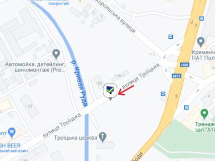 Билборд B в Кременчуге Троїцька вул. (колиш. Красіна вул.), 105, навпроти схема