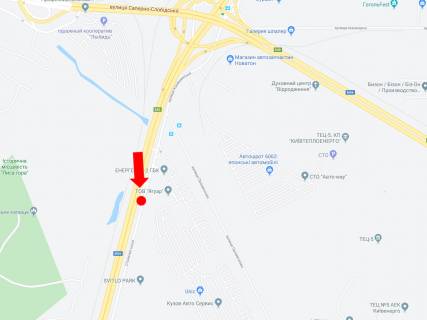 Билборд B в Киеве, 3x6  Столичне шосе, біля АЗС "Glusco", 300 м від Південного мосту, з центру схема