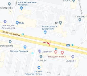 Билборд A в Запорожье, 6х3  Космічна вул. - Чумаченка вул.  схема
