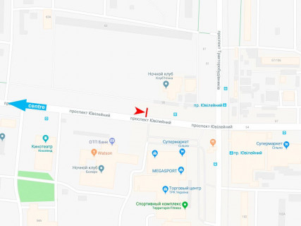 Билборд B в Харькове, 3x6  просп. Ювілейний (П'ятдесятиріччя ВЛКСМ ), 55а, ТРК Україна, з центру схема