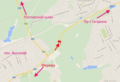Білборд, Бігборд (Борд)  A у Високому, 3x6  Сімферопольське шосе, 18 км - с. Високий, у бік м. Харків схема
