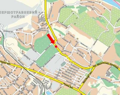 Билборд  в Черновцах, 3x6  Ізмайлівська вул., біля ринку "Калиновський", роздільник, в центр схема