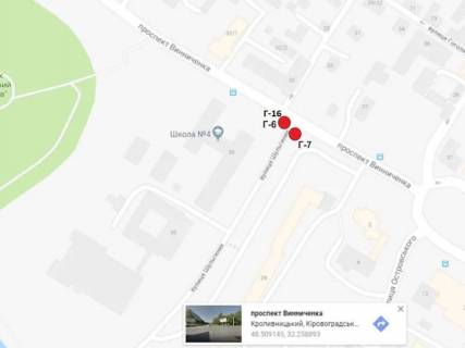 Билборд A в Кропивницкий (Кировоград), 3x6  Винниченка пр. - Шульгиних вул. (колиш. Калініна вул.) схема
