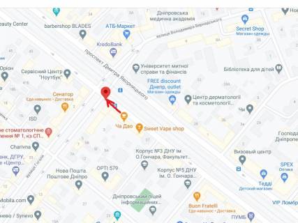 Ситилайт B в Днепр (Днепропетровск), 1.2х1.8  пр. Дмитра Яворницького (Карла Маркса) - вул. Гоголя схема