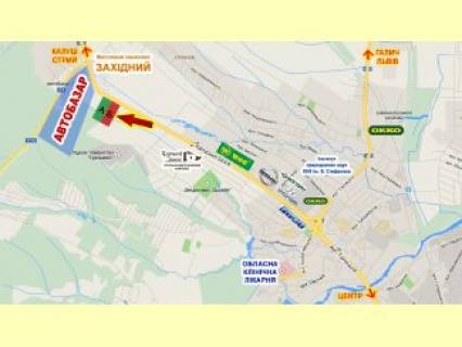 Билборд  в Ивано-Франковске, 3x6  Калуське шосе, автобазар, (1) схема