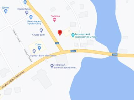 Відеоборд A у Бершаді Мудрого вул., 16-А, аптека "Конекс", прайс за ролик 10 сек 1 вихід/5 хвилин, на двосторонньому екрані, від 144 виходів на день. Розрахунок для інших параметрів трансляції уточнюйте у менеджера. - 301238 схема