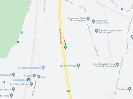 Білборд, Бігборд (Борд)  B у Києві Столичне шосе, урочище "Бичок", 750 м від пішохідного мосту за австосалонами, в сторону Конча-Заспи схема