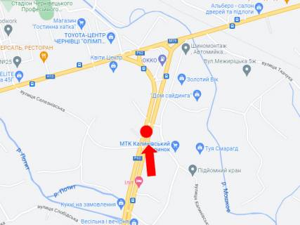 Билборд  в Черновцах, 3x6  Калинівська вул, навпроти ринку "Калинівський", роздільник, в бік супермаркетів "Ашан", "Епіцентр" схема