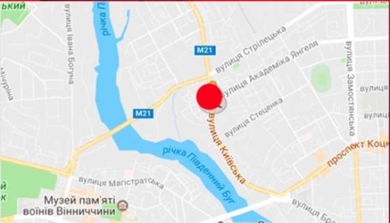 Сiтiлайт A у Вінниці Київська вул. / Янгеля вул. (Колиш. Фрунзе ул.), На світлофорі, біля "OTP банк" схема