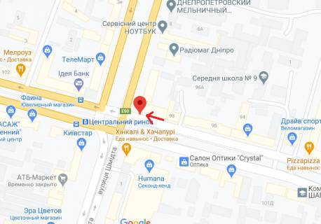 Ситилайт A в Днепр (Днепропетровск), 1.2х1.8  просп. Дмитра Яворницького (Карла Маркса) - вул. Княгині Ольги (Горького) схема