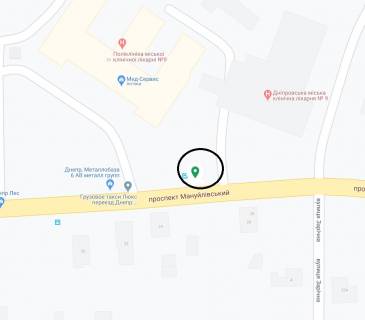 Billboard A in Dnipro (Dnipropetrovsk), 6х3  prosp. Manujlivs'kij, v rajoni bud. 29 scheme