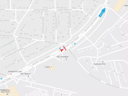 Билборд A в Харькове, 3x6  просп. Льва Ландау (50-річчя СРСР). - Ньютона вул., в центр схема