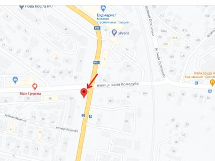 Билборд A в Белой Церкви, 3х6  Вул. Павлюченко перехрестя з вул. Івана Кожедуба вул. (кол. Петра Запорожця) (біля центрального базару) схема